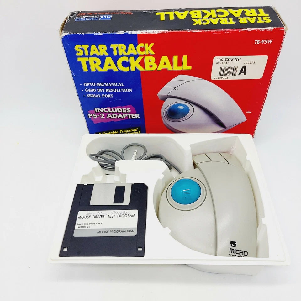 Micro Innovations Track Ball Mouse Stk-4000 STK4000 W/ Box & Install Disc - Image 3 of 4