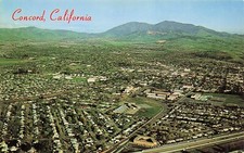 Concord CA California Aerial View of Downtown 1950s Mt Diablo Vtg Postcard G44