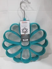 NWT 2 Home Basics Aqua Velvet Accessory Hanger Flower Closet Organization Scarfs