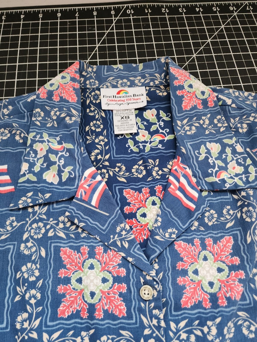 reyn spooner FirstHawaiianBank 150thシャツ RARE Reyn Spooner First Hawaiian Bank 150 Anniversary Womens