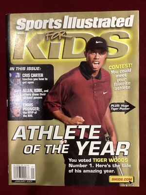 Tiger Woods SI for Kids Full Magazine - Uncut Card Sheet - ATHLETE OF YR - NM/M
