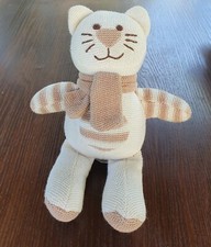 Tiny Treasures Cat Soft Toy cream brown smooth knitted 10''