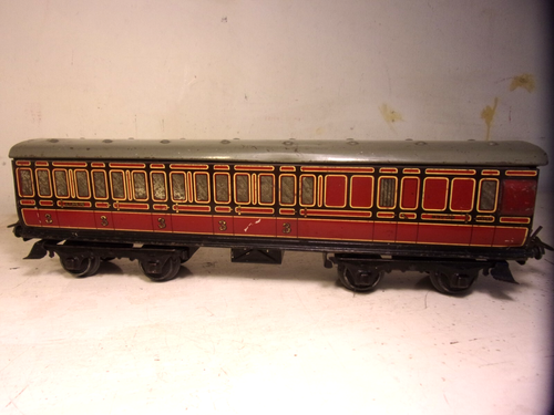 Hornby Series"O"=No.2 LMS brake/Third Non-Corr.Suburban Coach-Maroon- good c1937 - Picture 3 of 6