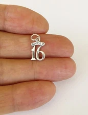 Sterling Silver Sweet 16 sixteen grooved charm