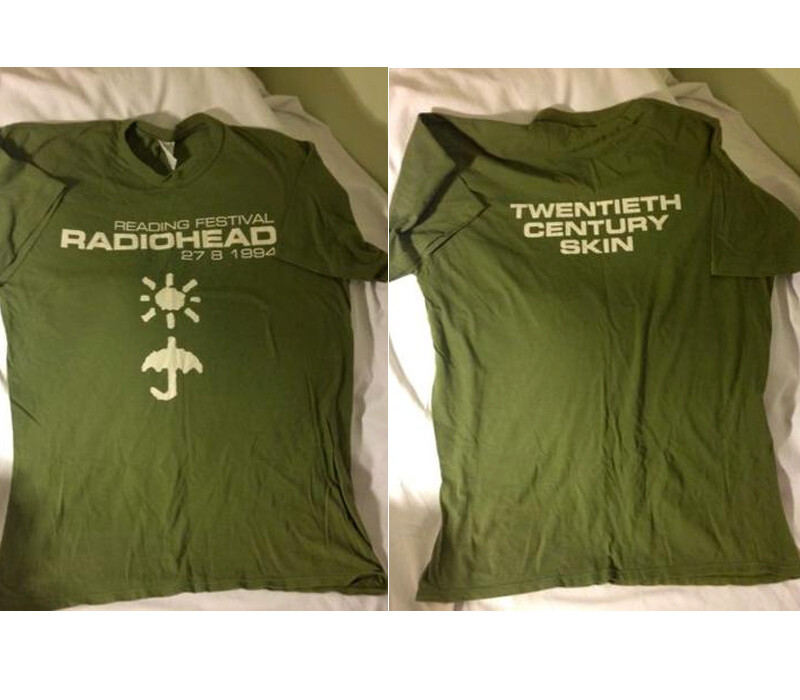 Radiohead Reading Festival Tour 1994 2 side Military Green T shirt NH12784