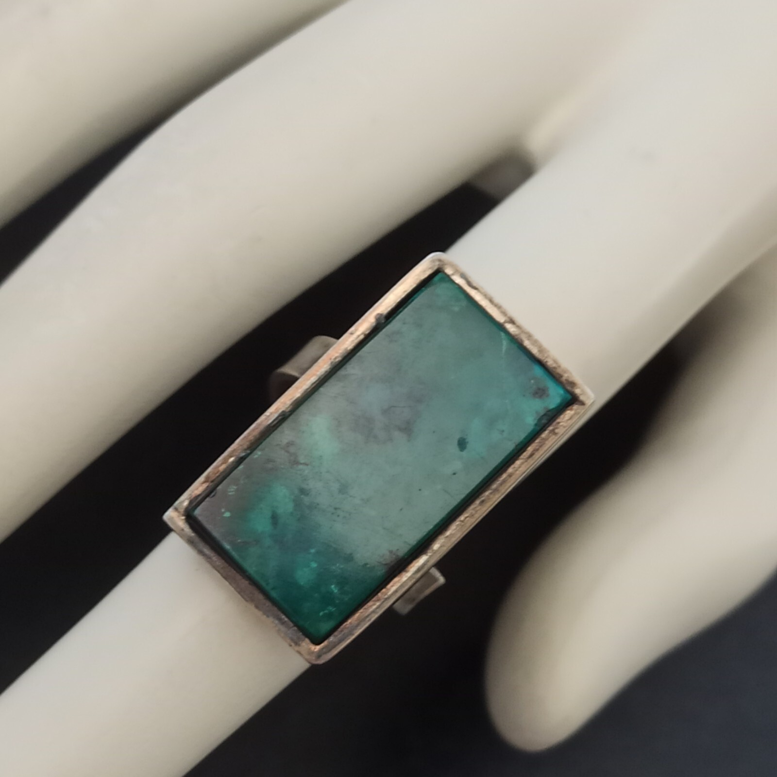 Vintage Eilat Ring Long Rectangle Silver King Sol… - image 6