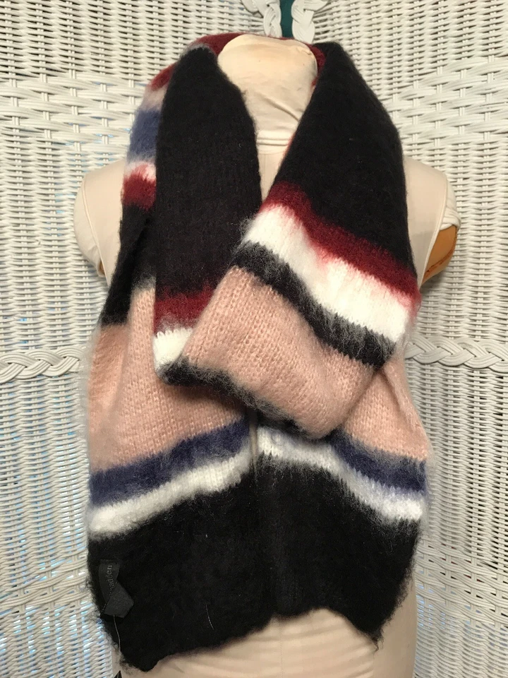 Steve Madden 88 polegadas de comprimento listra robusta difusa preta marrom azul bege marrom  - Imagem 3 de 4