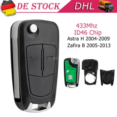 433MHz Auto Ersatz Funk Schlüssel Fernbedienung für Opel Zafira B Astra H + Chip