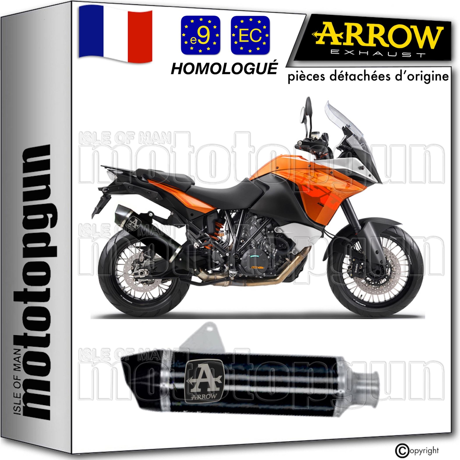 Échappement Arrow Maxi Race-Tech noir pour moto KTM 1190 Adventure 2014