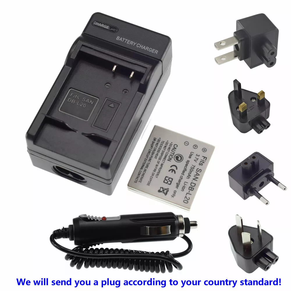 Battery + AC Wall Charger for Sanyo DB-L20 Xacti VPC-C4EX VPC-C4GX