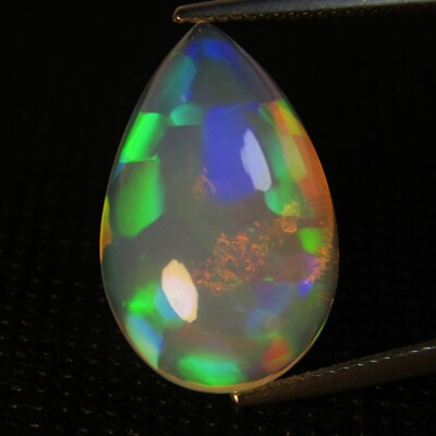 11.15Cts Natural Earth Mined Color Play Opal Ethiopian Pear Cabochon Gem REF VOD