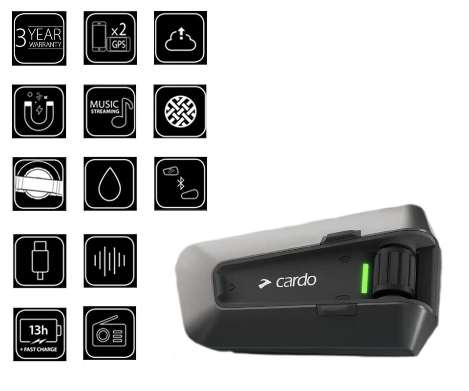 Cardo Packtalk Edge Bluetooth Intercom Headset with Air Mount for Motorcycles - Image 2 of 2