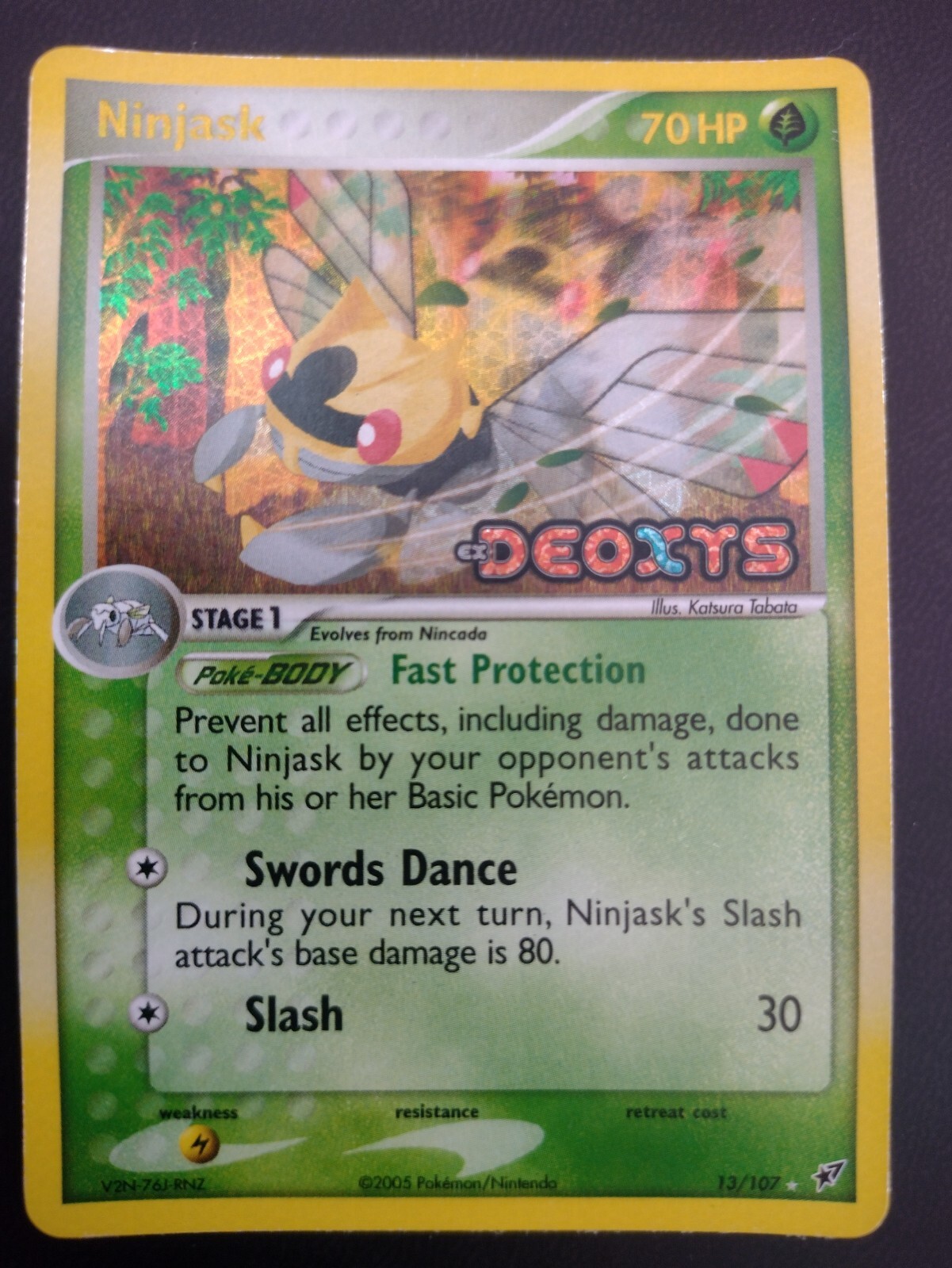 Ninjask 13/107 EX Deoxys Pokemon Card Vintage 2005 Reverse Holo Stamped Ex -NM