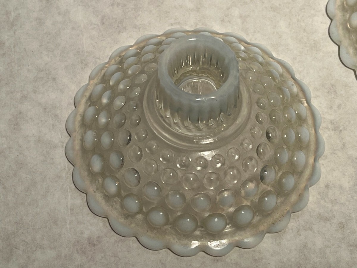2 Anchor Hocking Clear Moonstone Opalescent Hobnail 2 Anchor Hocking Clear Moonstone Opalescent Hobnail