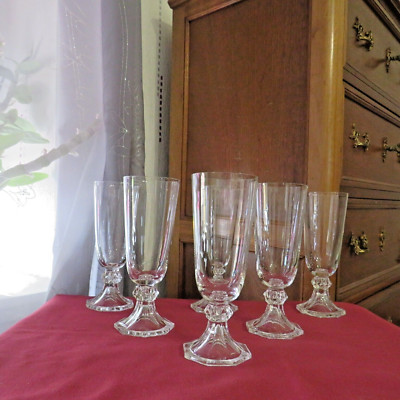 6 Führungen A Champagner Kristall- Val Saint Lambert Modell Yale ( Plain )