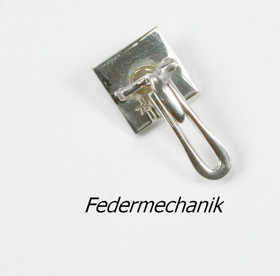 Frack Pulsante Oro Bianco 750, Con Diamante In Taglio Carré - Immagine 2 di 2