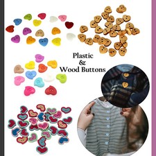 100pcs Assortito Cucito Bottoni Plastica & IN Legno Fiore Cuore Rotondo Craft
