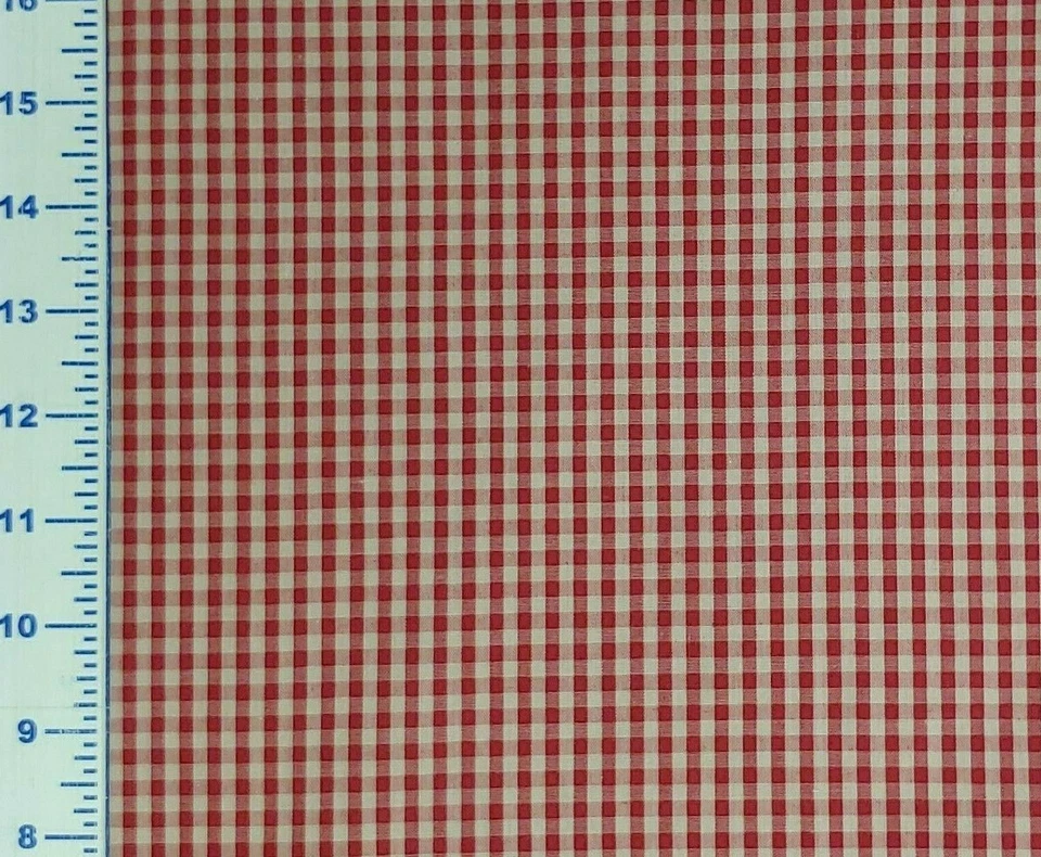 Tela de guinga roja 65 poli 35 algodón a cuadros rojo natural POR YARDA Foto 2 de 2