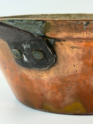 Ungewöhnlich großer Vintage Kupferdose gefütterter Topf mit eisernem Griff - Bild 2 von 7