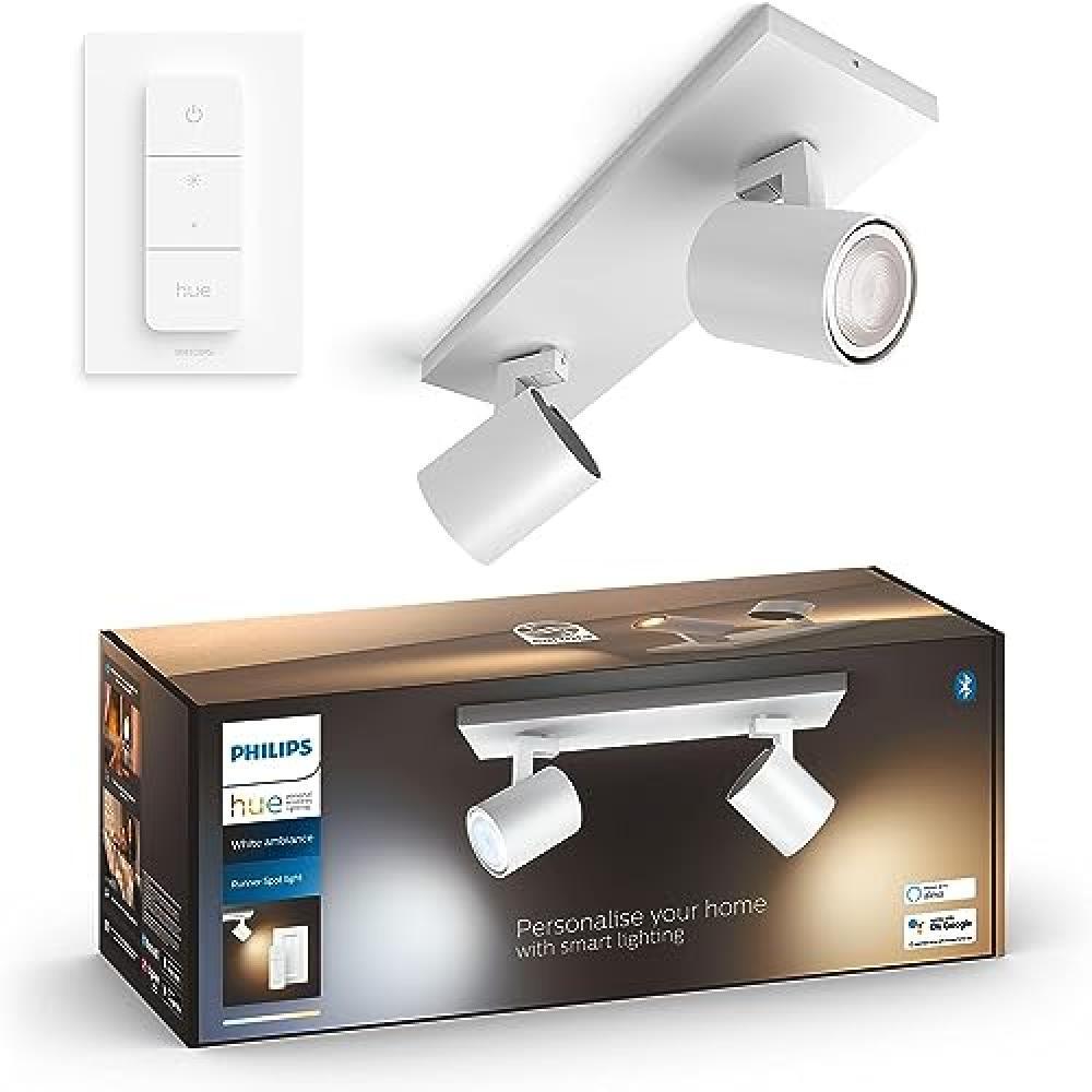 (TG. Set da 2 pezzi) Philips Hue White Ambiance Runner, 2 Faretti Led Smart, Lam