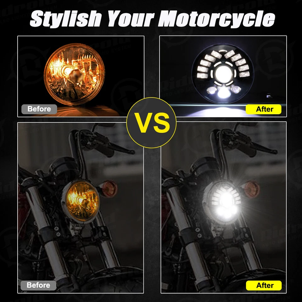 Faro LED 7 pulgadas/con intermitente DRL para Honda Shadow VXL Sabre 110 RVF750R Foto 4 de 4