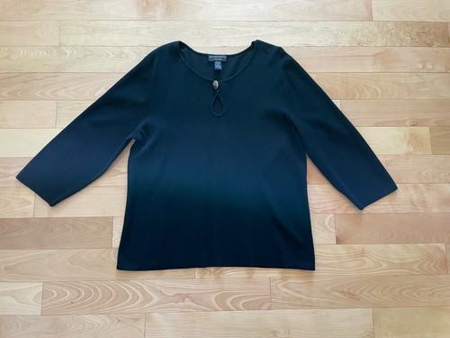 Maglione Spencer Jeremy nero misto seta manica 3/4 maglia a costine - donna 1X - Foto 4 di 9
