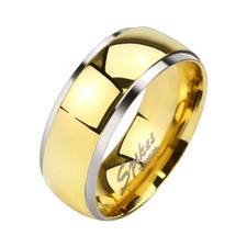 Herren & Damen Verlobungsring Titan Schmuck Ring vergoldet abgestufter Rand