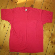 vintage USA made Fruit of the Loom Pocket L t-shirt selvedge 80s 90s blank RED