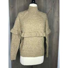 Image of Vero moda XS LS high neck blouse sepia tint ruffled sweater