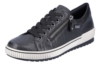 REMONTE  Damen Sneaker  REISSVERSCHLUSS  schwarz  EINLAGEN GEEIGNET  Glattleder