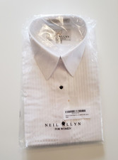 Women's Formal Pleated Tuxedo Shirt, Laydown Collar, Size 8, Neil Allyn