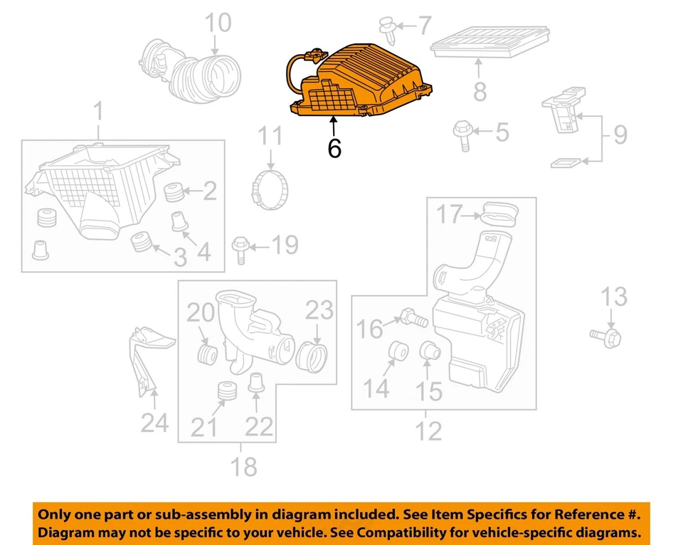 Conjunto de filtro de aire usado se adapta a: Honda Odyssey 2007 3,5 grado A Foto 3 de 4