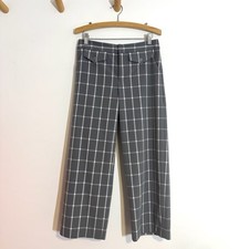 Anthropologie Cartonnier Gray Plaid Windowpane Gridlock Wide Leg Cropped Pants 2