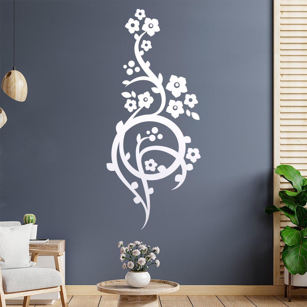 Wandtattoo Blumenranke – Selbstklebend, 6 Größen, Für Raufaser, Möbel & Glas (Wohnzimmer, Küche, Bad)