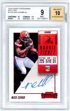 2018 Panini Contenders Football Nick Chubb Rookie Red Zone Ticket Auto BGS 9