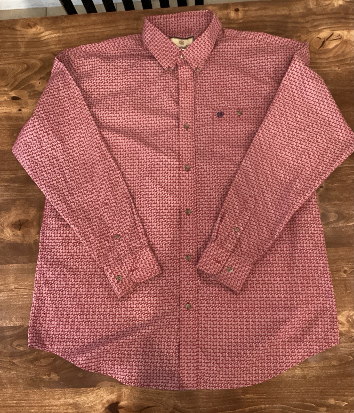 Wrangler Men’s Western Shirt XXL Paisley Red Long Sleeve Button Down
