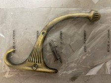 Single ANTIQUE BRASS costumer coat hook hall tree hat rack wall vintage old rust