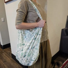 Free People Large Reusable Tote Shopping Bag Green Winter Christmas Lightweight