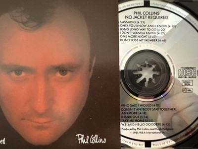 PHIL COLLINS - No Jacket Required CD 1985 WEA German Half Target Pressing 