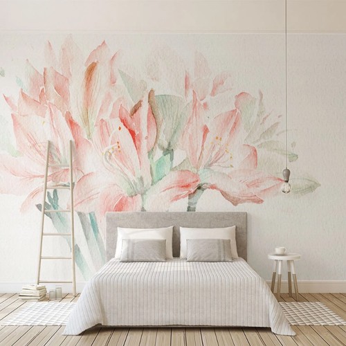 Vlies Fototapete Wandtapete Wandbilder Rosa Pastorale Aquarell Handbemalt 2895 - Bild 2 von 3