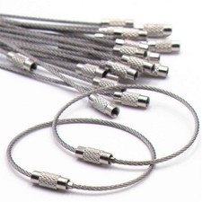 20x Stainless Steel Wire Keychain Cable Key Ring ID Luggage Tag Holder 6.3" 2mm