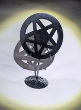 Witchy Gothic Black Obsidian Pentagram Pentacle Altar Display Stand, Pagan