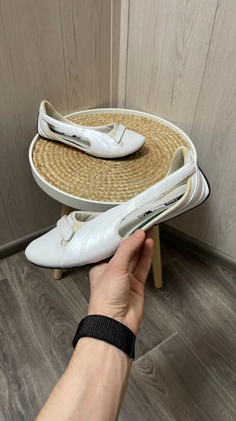 Puma Speedcat Womens Ballet Flats US 10 EU 41 White Leather Slip On Shoes
