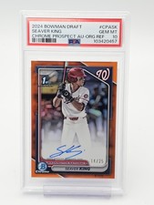 SEAVER KING 2024 BOWMAN DRAFT CHROME ORANGE REFRACTOR 1ST AUTO /25 PSA 10 Q6808