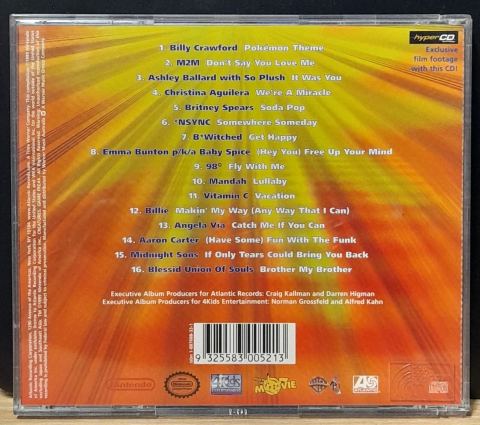 Pokemon The First Movie Soundtrack ( CD 1999 ) Atlantic Records Pokémon Nintendo - Image 2 of 2