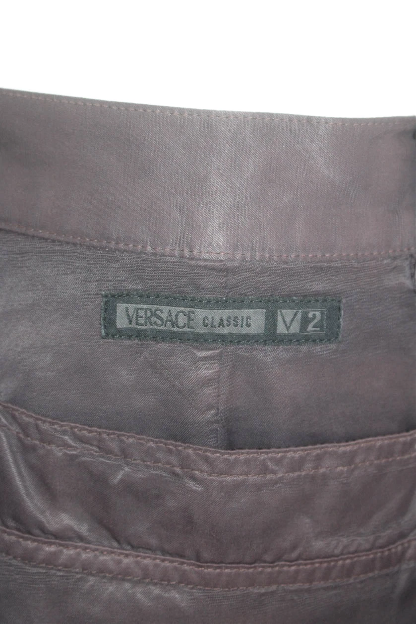 Pantalone elegante uomo Versace Classic V2 cotone plissettato gamba dritta bordeaux taglia 42