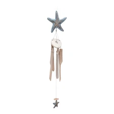 Wooden Wind Chime with Starfish Coastal Nautical Hanging Garden Patio Home Decor