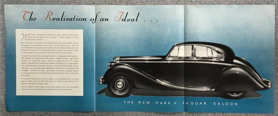 Folleto de venta de autos anuncio preliminar Jaguar Mark V 21/2 y 31/2 litros c1949 Foto 3 de 3