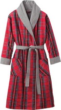 The Vermont Country Store Red Tartan Plaid Flannel Lined Bathrobe Mens M HEAVY