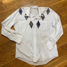 Vintage 80s Geppetto Western Rhinestone Shirt Medium Made in USA Statement